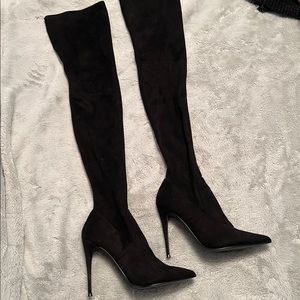 Steve Madden Dominique black suede thigh high boots